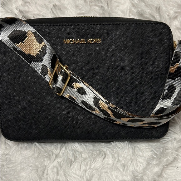 Michael Kors Black Messenger Bag with Gold Accents - Picture 2 of 6